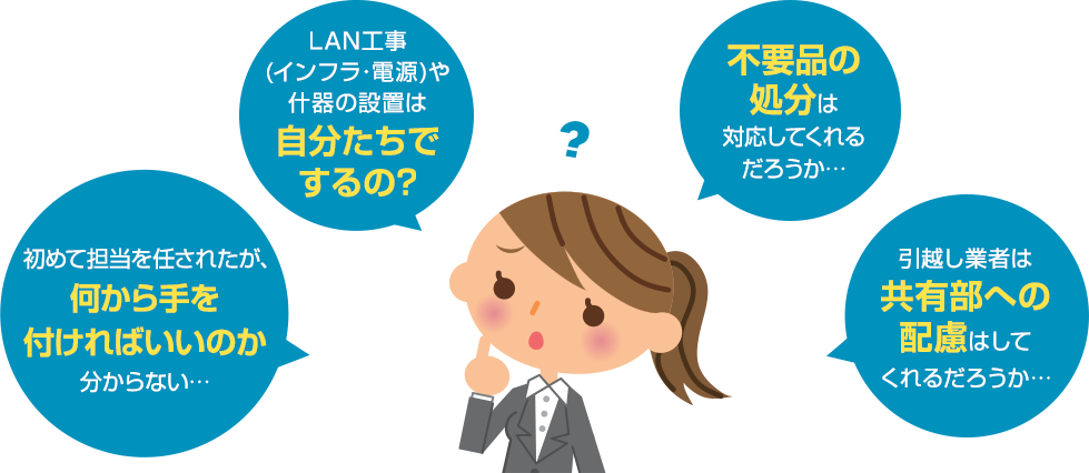 LAN工事や 什器の設置は 自分たちで するの?